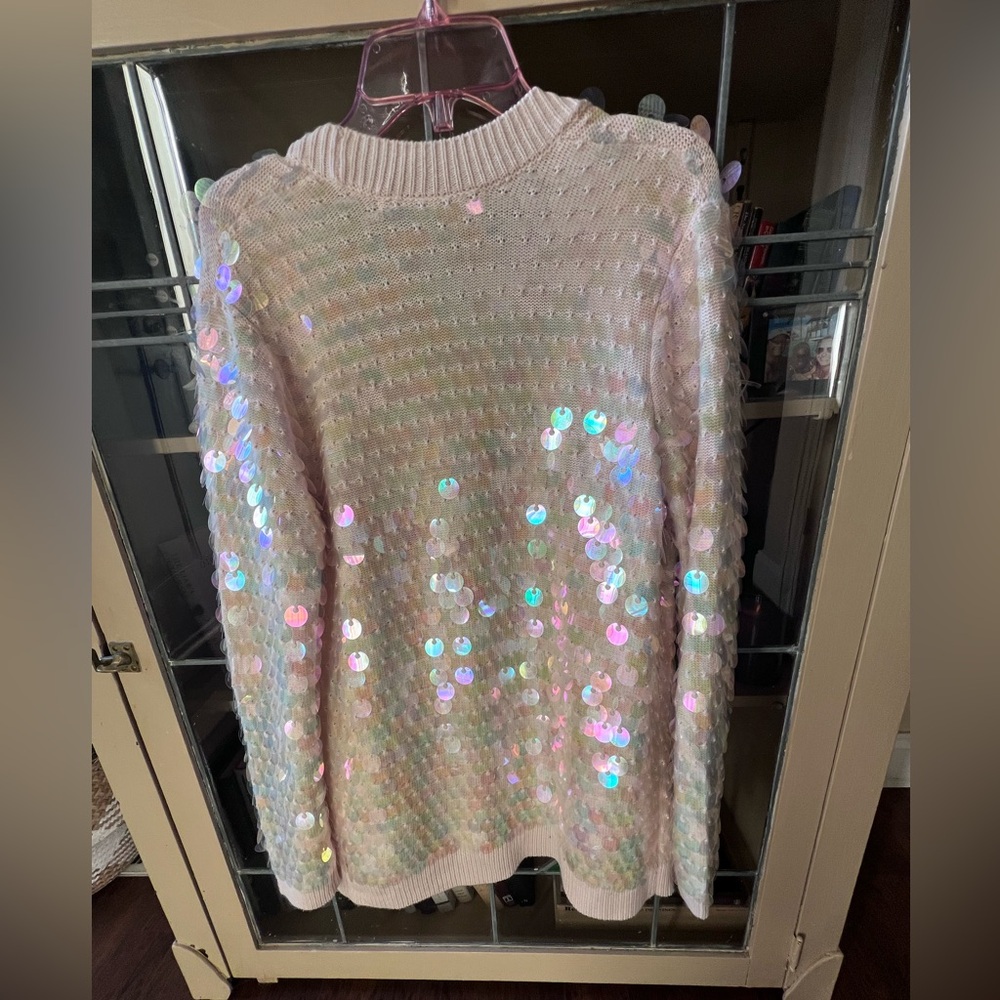 ✨ $398 Knitted & Knotted Anthropologie Paillette Wool Blend Cardigan Sweater - Picture 10 of 11